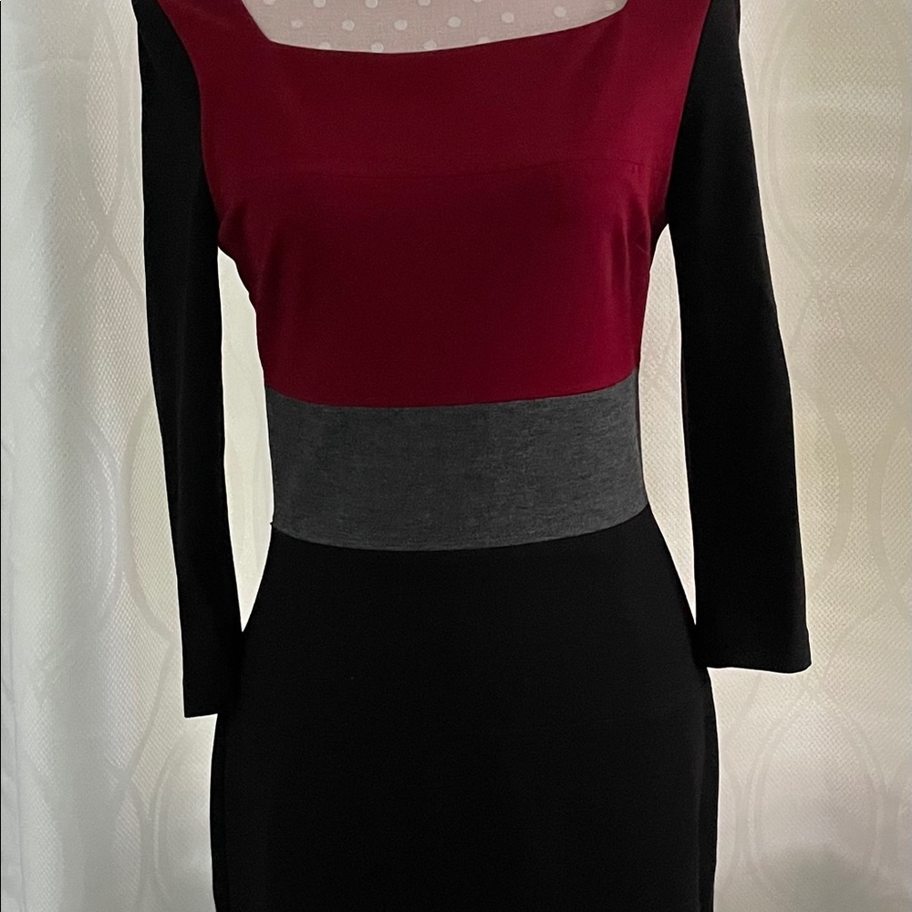 Red gray and black dress